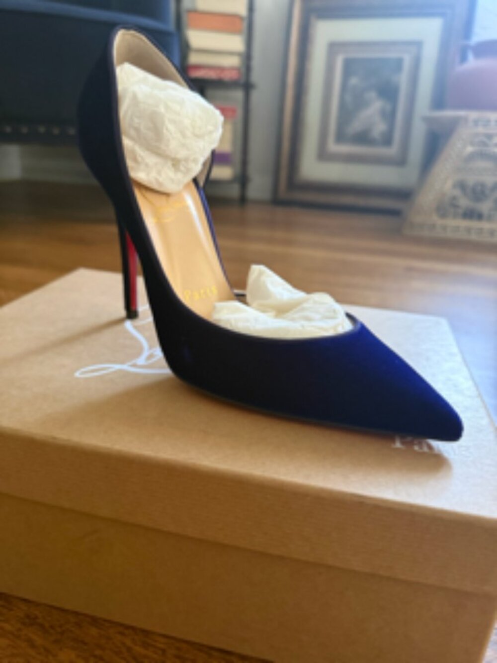 Christian Louboutin Velvet Heels - Blueberry, Size 36, - Excellent Condition!